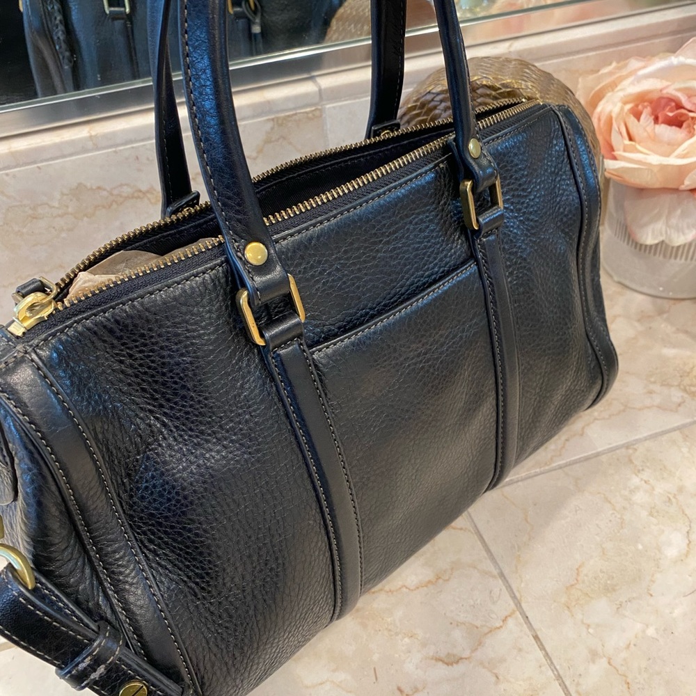 Fossil black leather satchel handbag